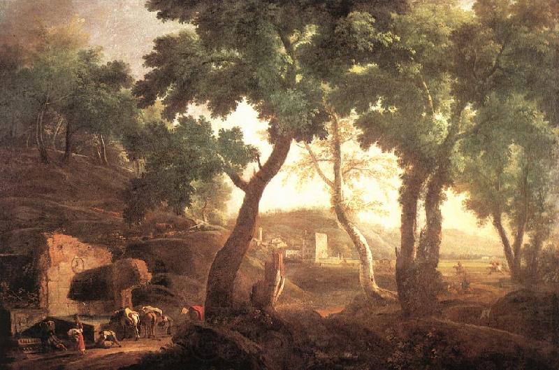 RICCI, Marco Landscape with Watering Horses Germany oil painting art